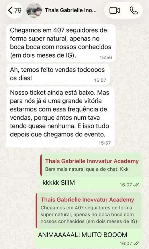 Print de resultado de Thaís Gabrielle